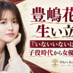 豊嶋花の生い立ちと『いないいないばあっ！』の子役時代から女優になるまでを示す人物イラスト